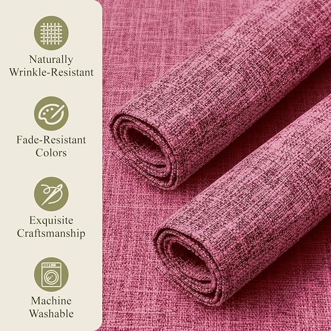 KXN Placemats Set of 8, Dual-Layer Thickened Faux Linen Table Mats, Heat - Image 5