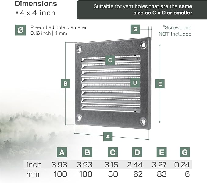 Vent Systems 4'' x 4'' Inch Pack of 5 - Image 2