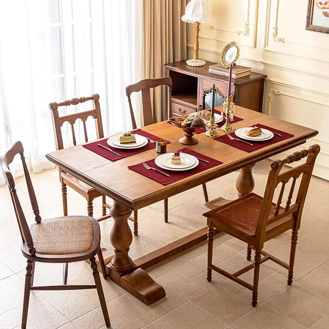 KXN Placemats Set of 4, Dual-Layer Thickened Faux Linen Table Mats, Heat - Image 2