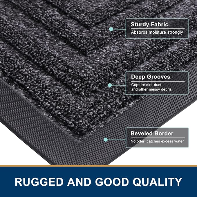 Buganda Front Door Mat Indoor Outdoor Entrance, Non-Slip Natural Rubber Doormats - Image 4