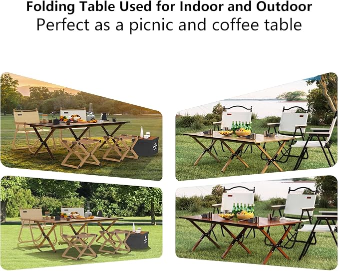 Folding Camping Table, 48Inch Lightweight Roll-Up Table Aluminum Low Portable - Image 6