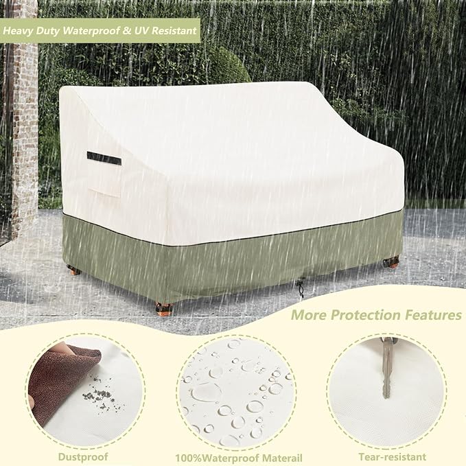 2-Seater Patio Sofa Cover, 58 W x 32.5 D x 31 H Inches Outdoor Couch Cover - Image 5