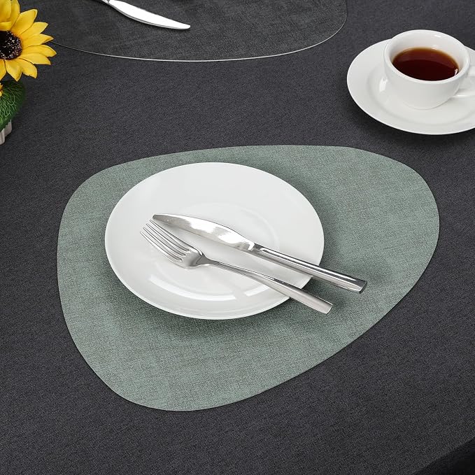 Placemats and Coasters, Washable Reversible Placemats Round Faux Leather - Image 8