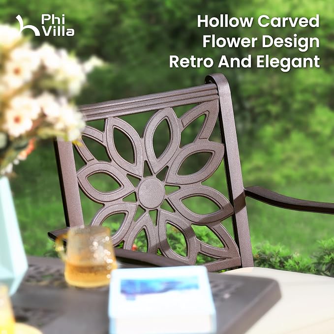 PHI VILLA Cast Aluminum Patio Dining Set - Image 8