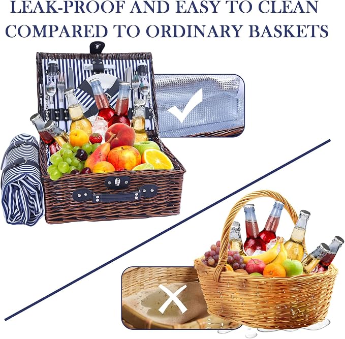 Neti Neti Wicker Picnic Basket for 4 - Image 6