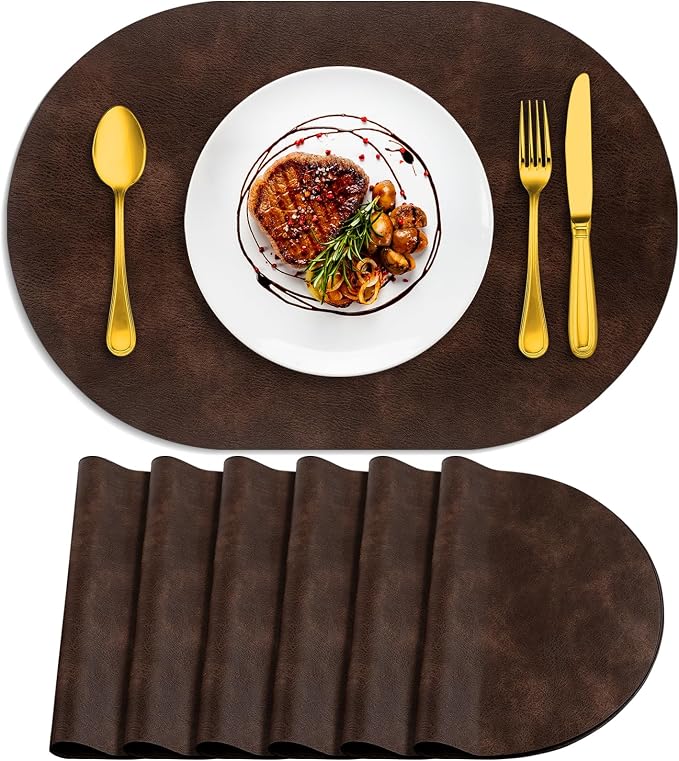 ADRIMER Placemats, Heat Resistant Oval Placemats Set of 6 Washable 12 x 17 Inch by Adrimersdreamistobeanindispensablecompanioninyourlife