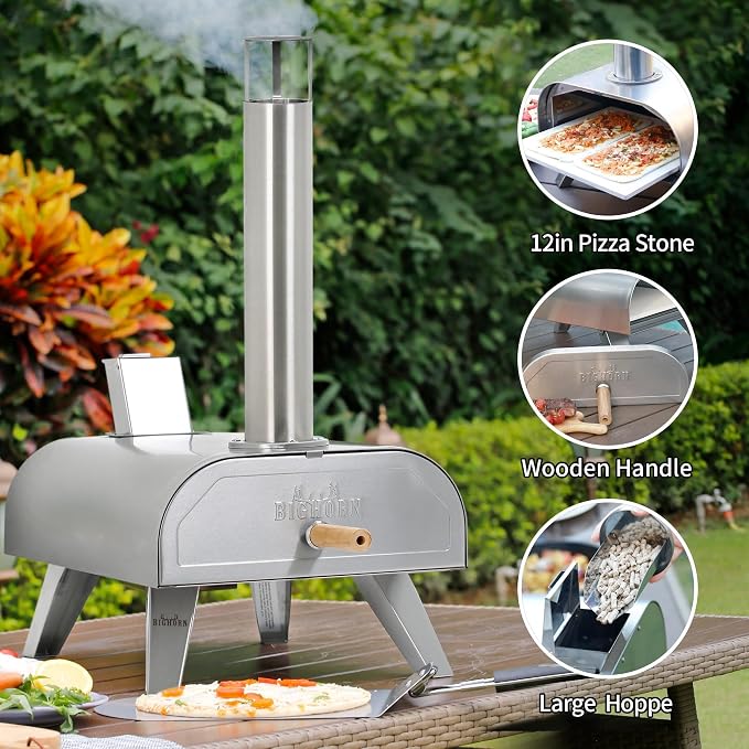 BIG HORN OUTDOORS 12" Multi-Fuel Outdoor Pizza Oven – 3-in-1 Wood-Fired - Image 5