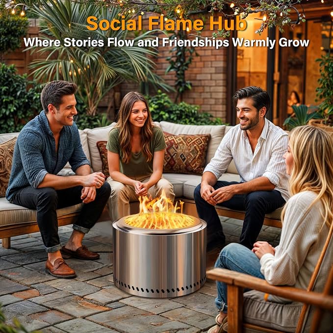 HGD 16 inch Smokeless Fire Pit for Outside, Stainless Steel Fire Pits, - Image 4