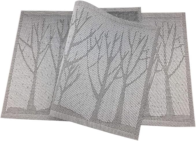 Gugrida Place Mats PVC Set of 6, Table Placemats Set of 6 PVC Woven Vinyl Place - Image 5
