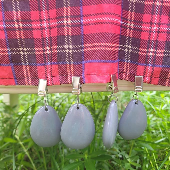 TwoFish Home Set of 4 Grey Stone Tablecloth Weights Clips Handicraft Grey Stone - Image 4