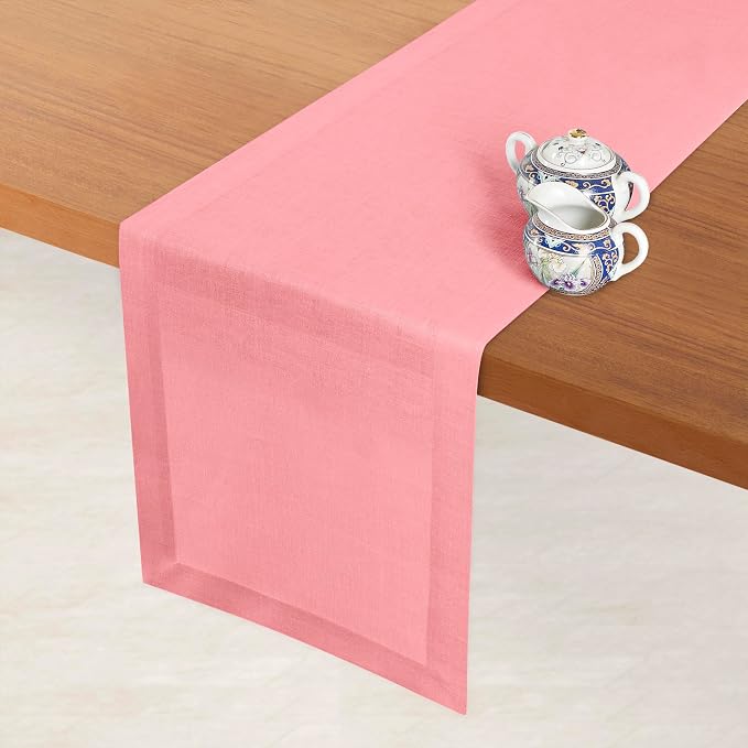 D'Moksha Homes Linen Dusty Pink Table Runner 90 Inches Long - Image 2
