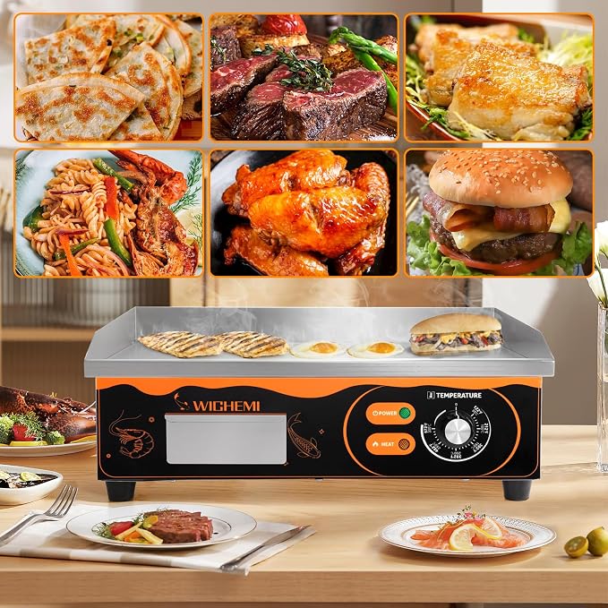 WICHEMI 22" Electric Grill Commercial Countertop Griddle Flat Top Grill Hot - Image 7