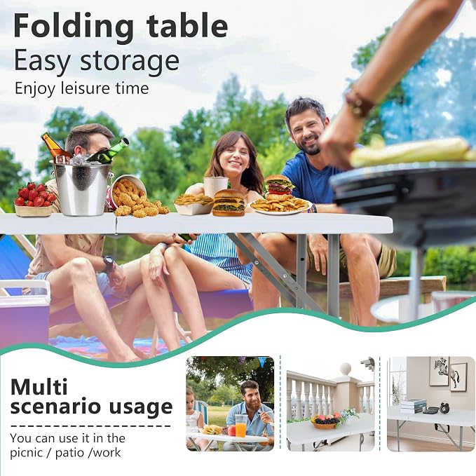 FDW Folding Half Portable Foldable Table - Image 5