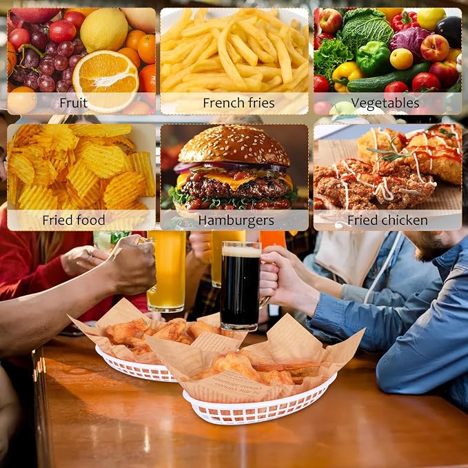 20 Pack Plastic Fast Food Baskets, 8.8" × 5.5" Small Oval Restaurant Serving - Image 9