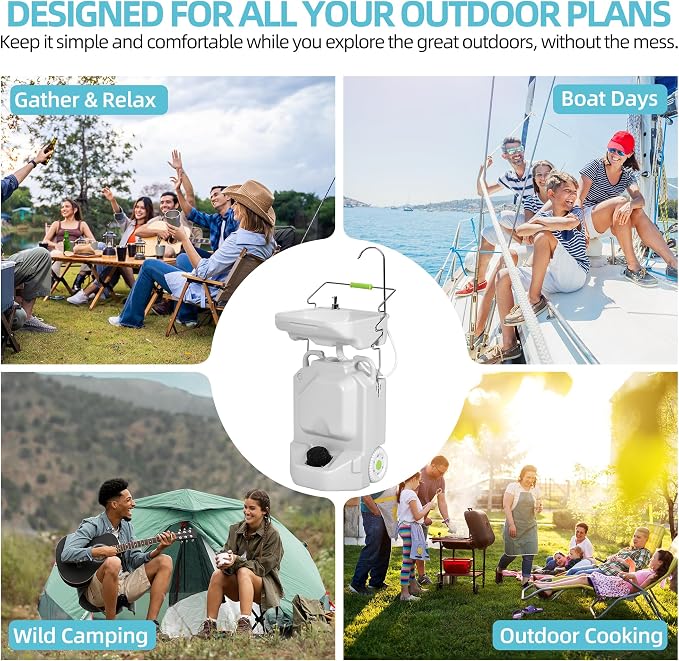 YITAMOTOR 38L Portable Camping Sink, Portable Hand Washing Station - Image 7