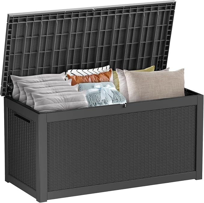 320 Gallon Resin Deck Box, Waterproof Outdoor Storage Box by Unknown