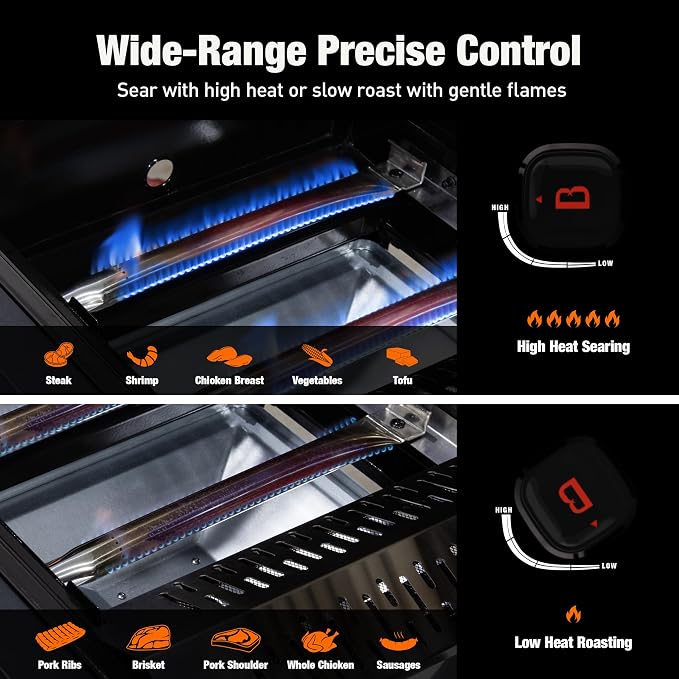 Brand-Man PRO 5-Burner Propane Gas Grill, 14000 BTUs Searing Zone - Image 3