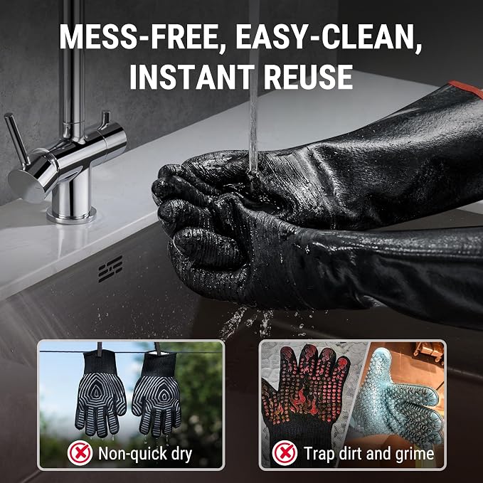 ThermoPro 932°F Heat Resistant BBQ Gloves, Oil & Slip-Resistant Neoprene Oven - Image 6