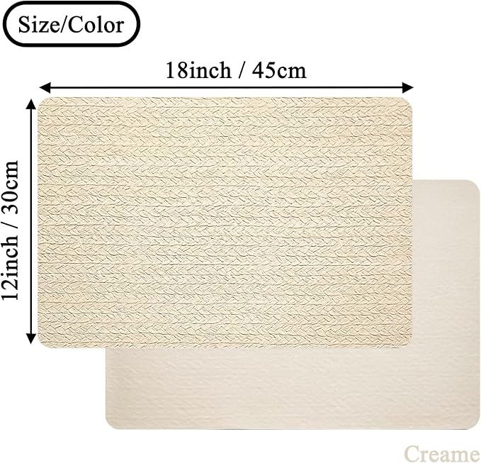 PIGCHCY Waterproof PVC Place Mats Set of 6, Non-Slip Faux Leather Placemats - Image 2