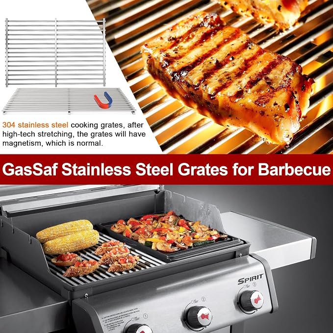 GasSaf 304SS Grill Grates 17.5 for Weber Spirit 300 and GS4 II 300, Cooking - Image 6