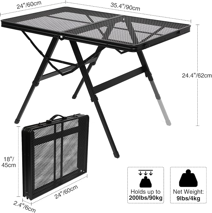 REDCAMP Folding Grill Table for Outside, Portable Metal Aluminum Outdoor Grill - Image 3