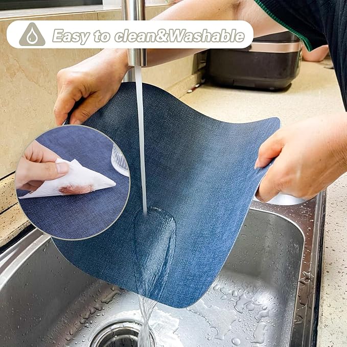 Reversible Placemats Set of 6 Oval, Heat Resistant Wipeable Table Placemats - Image 4