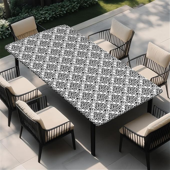 Rectangle Table Cloth Cover Waterproof Elastic Fitted Polyester Fitted by Unknown