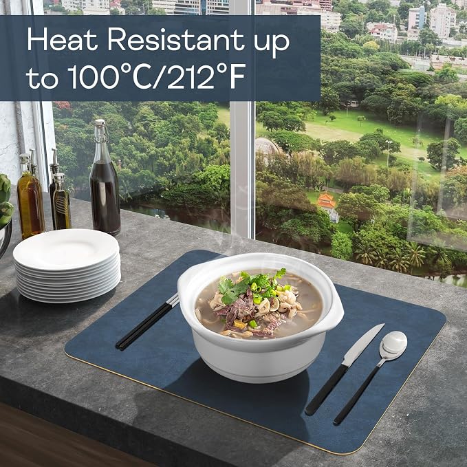 Faux Leather Placemats Set of 6 Table Mats Heat Resistant Reversible Place Mats - Image 5
