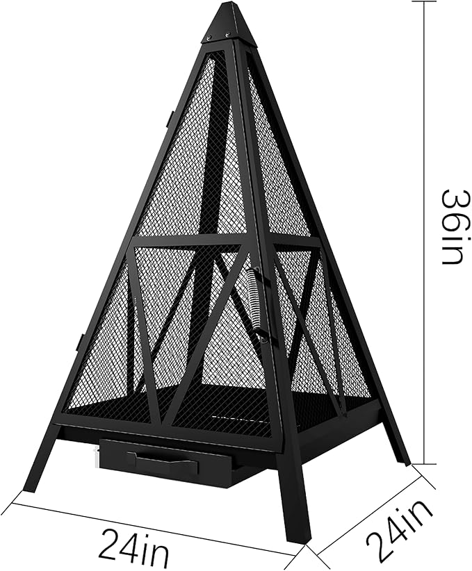 Kingson Pyramid Fire Pit, Heavy-Duty Steel Smokeless Wood Burning Fire Bowl - Image 3