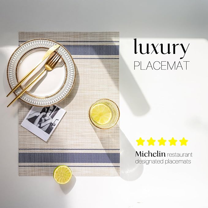 LEXMORE Placemats Set of 8 Vinyl/Plastic Woven Place Mats - Image 2