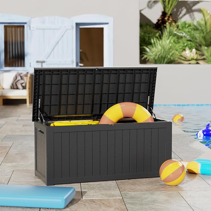 270 Gallon Deck Box, Resin Outdoor Indoor Waterproof Storage Box, Lockable - Image 9