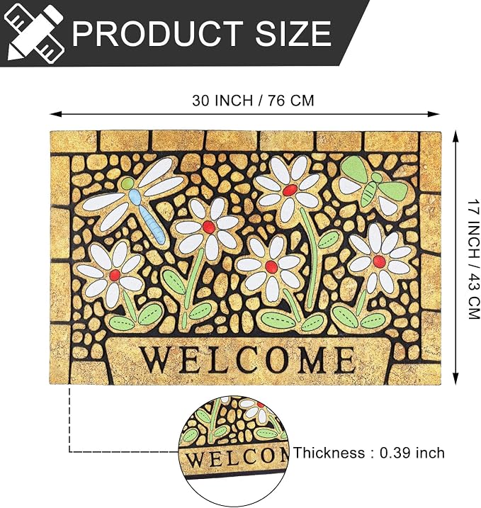 CHICHIC Welcome Door Mat 17x 30 Inch Front Doormat Outdoors - Image 3