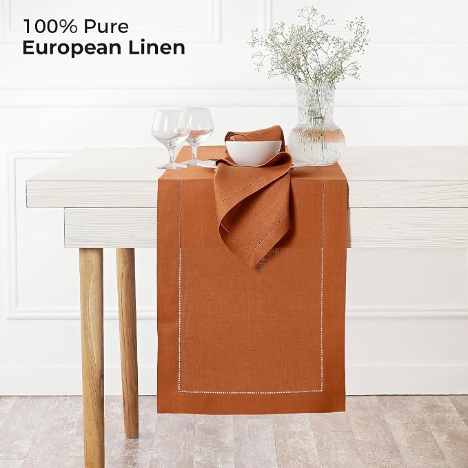 D'Moksha Homes Linen Rust Table Runner 36 Inches - Image 2
