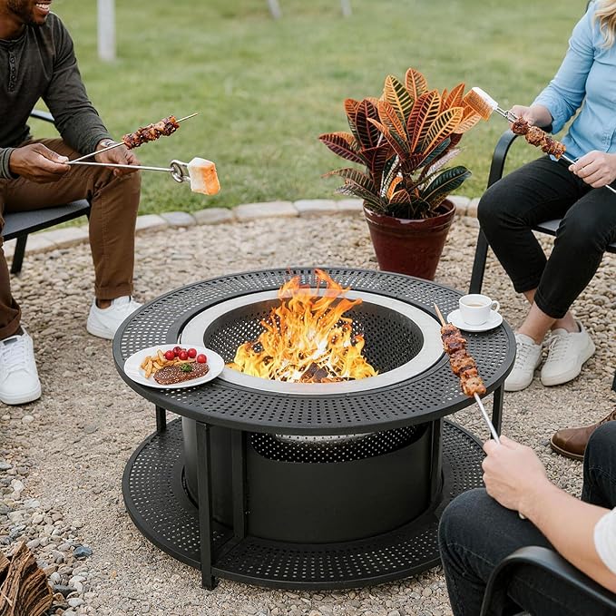 ALAULM 37 Inch Smokeless Fire Pit Tabletop, Stainless Steel Wood Burning Firepit - Image 3