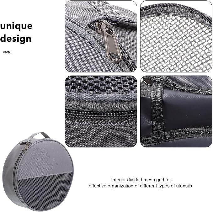 Outdoor Tableware Bag Round Mesh Camping Storage Organizer - Image 2