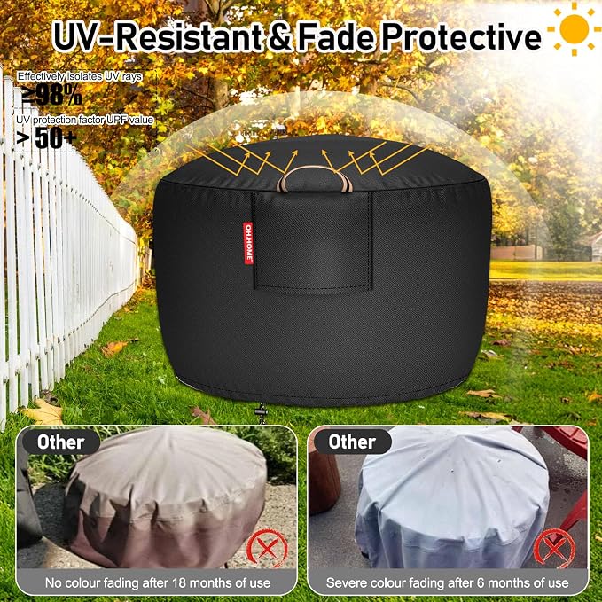 Fire Pit Cover Round for 33-36 inch Fire Pit, 900D Heavy Duty Waterproof Fabric - Image 5