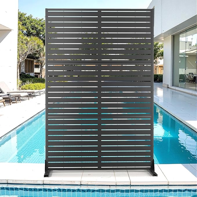 Metal Privacy Screen for Outdoor & Indoor Use, Free Standing Privacy Screen for by Unknown