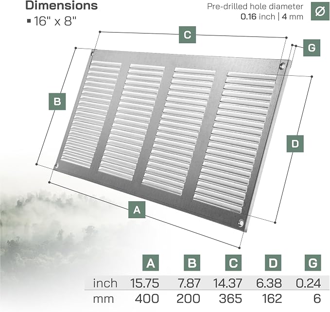 Vent Systems 16" x 8" Inch Pack of 5 - Image 2