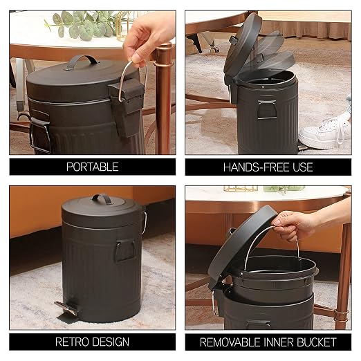 SIMPLEMADE Round Step Trash Can, Stainless Steel - Image 4