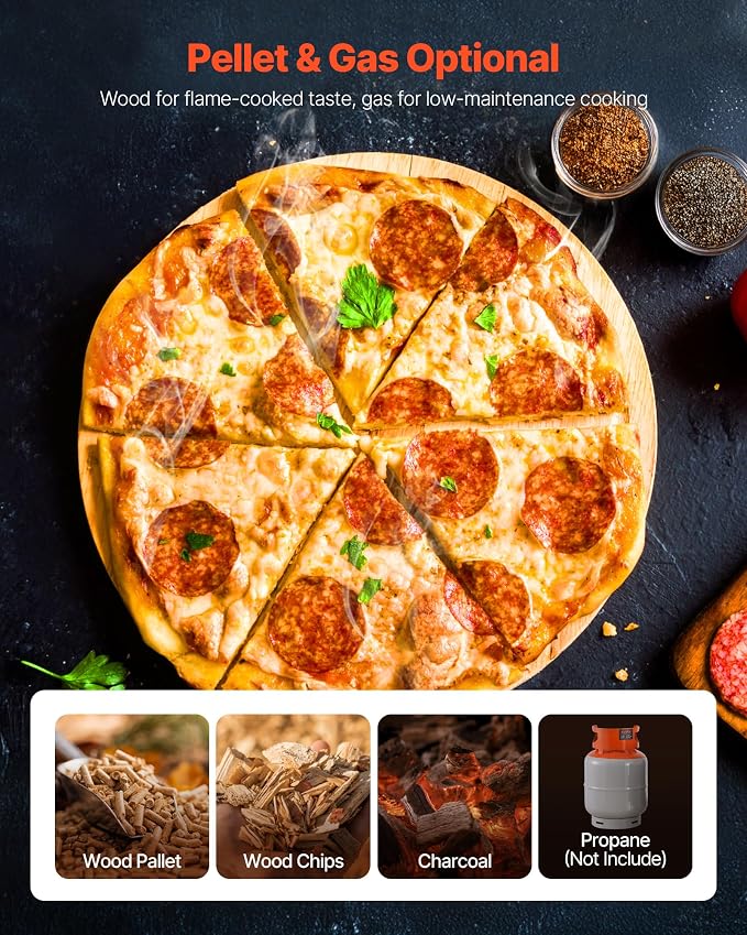 VEVOR Dual Fuel Pizza Oven Outdoor, 12 in Wood Fire & Propane Gas Pizza Ovens - Image 3