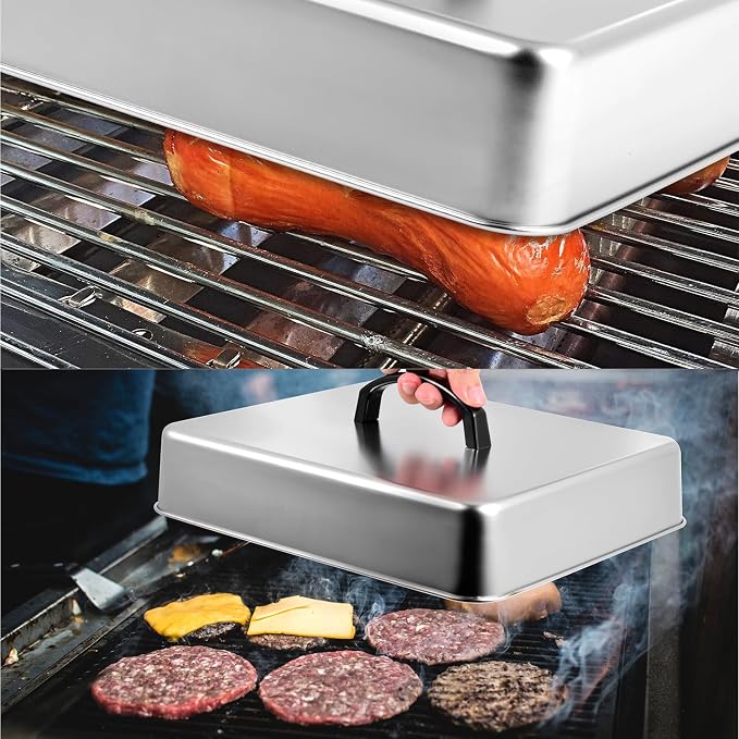 Rectangular Basting Cover, Stainless Steel Grill Cover Lid - Image 7