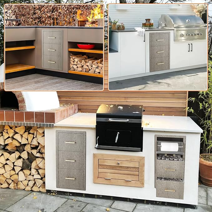 Stainless Steel Outdoor Kitchen Double Access Drawers 17"W x 30"H x 21"D - Image 4
