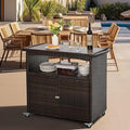 Outdoor Bar Cart with Storage Cabinet Patio Wicker Sideboard Buffet Cabinet by PatioNovagarden