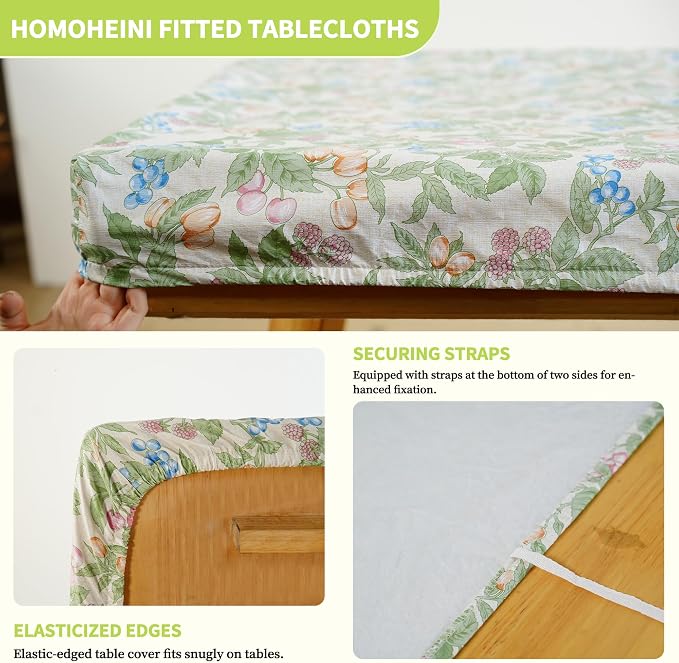 Rectangle Picnic Table Cloth, Elastic Waterproof Fitted Vinyl Tablecloths - Image 2