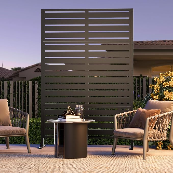Modern Shade Metal Privacy Screen Outdoor 72" H x 48" W, Stable & Durable - Image 2