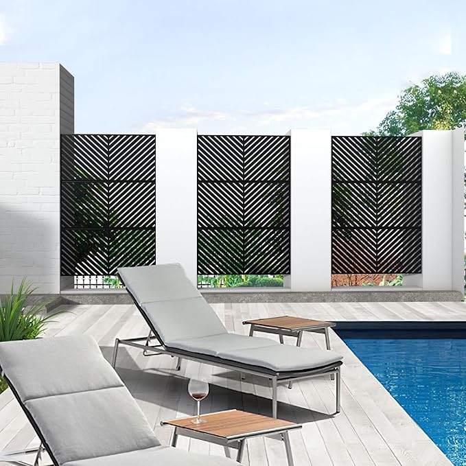 Metal Privacy Screen Outdoor 72" H×47" W, Freestanding Decorative Privacy Screen - Image 4