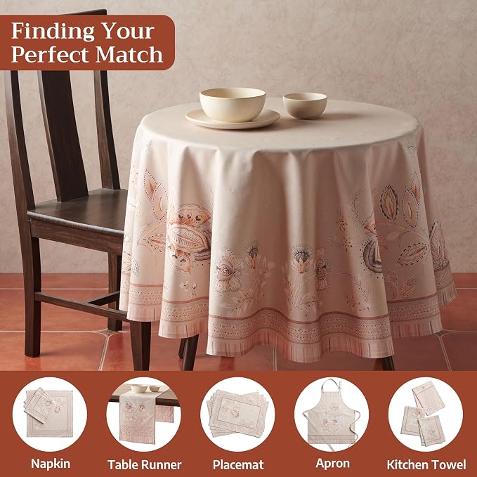Maison d'Hermine Premium Table Cloth Round Table 100% Cotton 70 Inches - Image 7