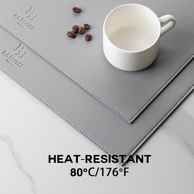 Faux Leather Placemats Set of 12 Vinyl Washable Wipeable Table Mats - Image 5
