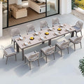PURPLE LEAF 11 Pieces Patio Dining Set Aluminum Rectangular Table and Wicker by PURPLELEAF