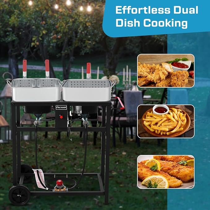 Deep Fryer with Double Burner Propane Stove Outdoor, 2×18QT Aluminum Pots & - Image 7